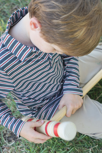 Performance Polo- Christmas Stripe Long Sleeve