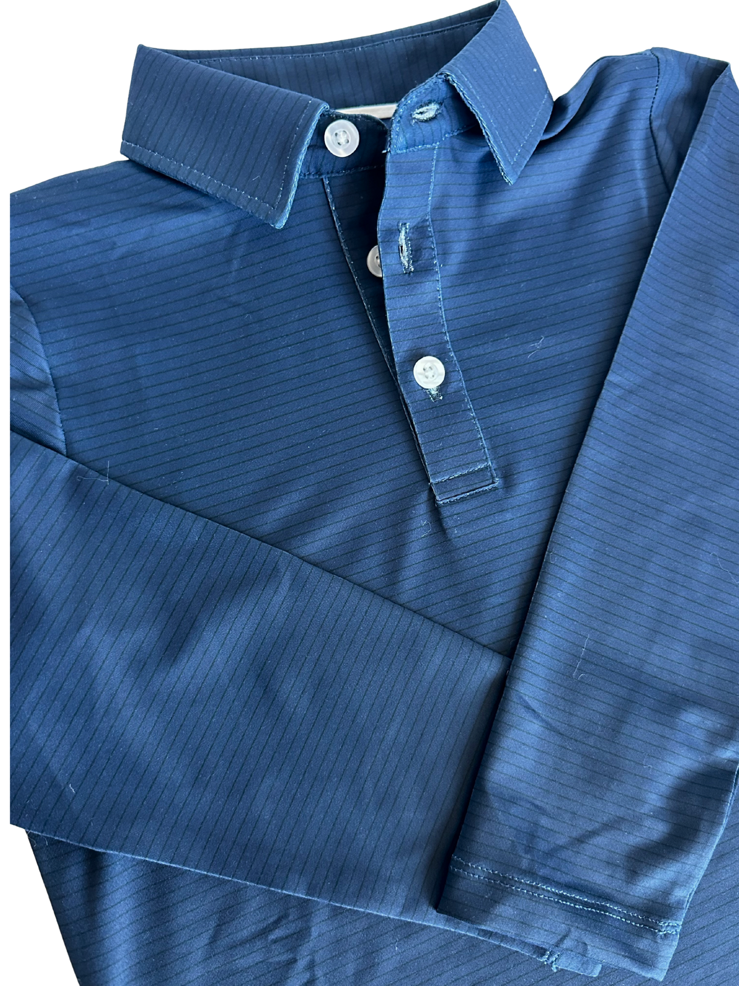 Performance Polo- Long Sleeve Navy Stripe Polo