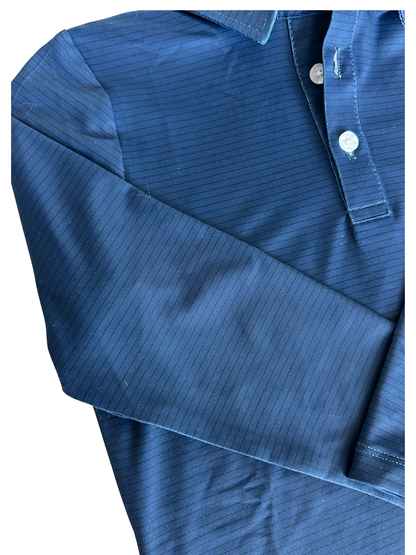 Performance Polo- Long Sleeve Navy Stripe Polo
