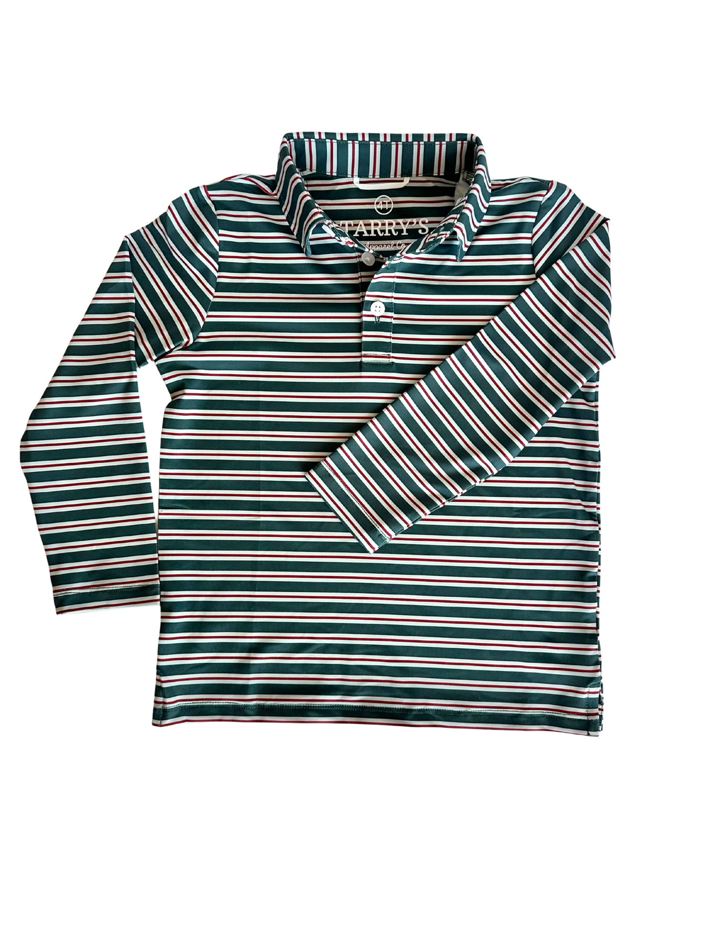 Performance Polo- Christmas Stripe Long Sleeve