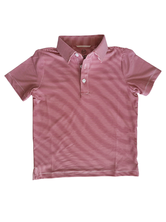 Performance Polo- Red and White Stripe