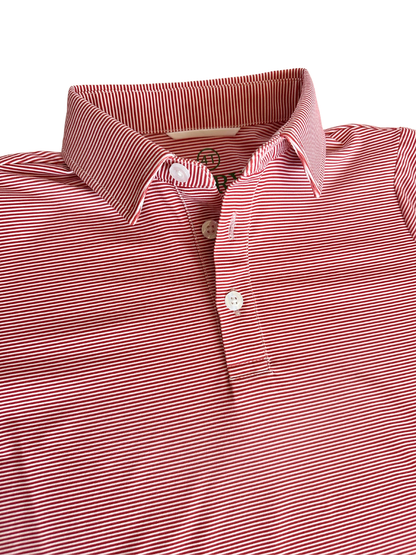 Performance Polo- Red and White Stripe