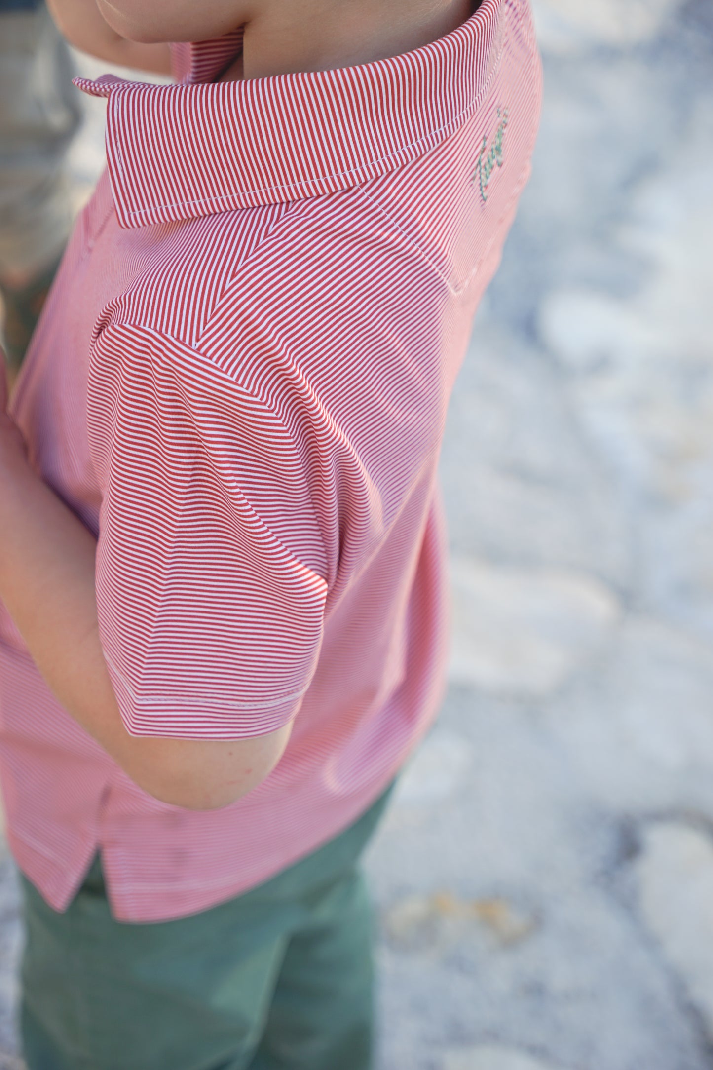 Performance Polo- Red and White Stripe