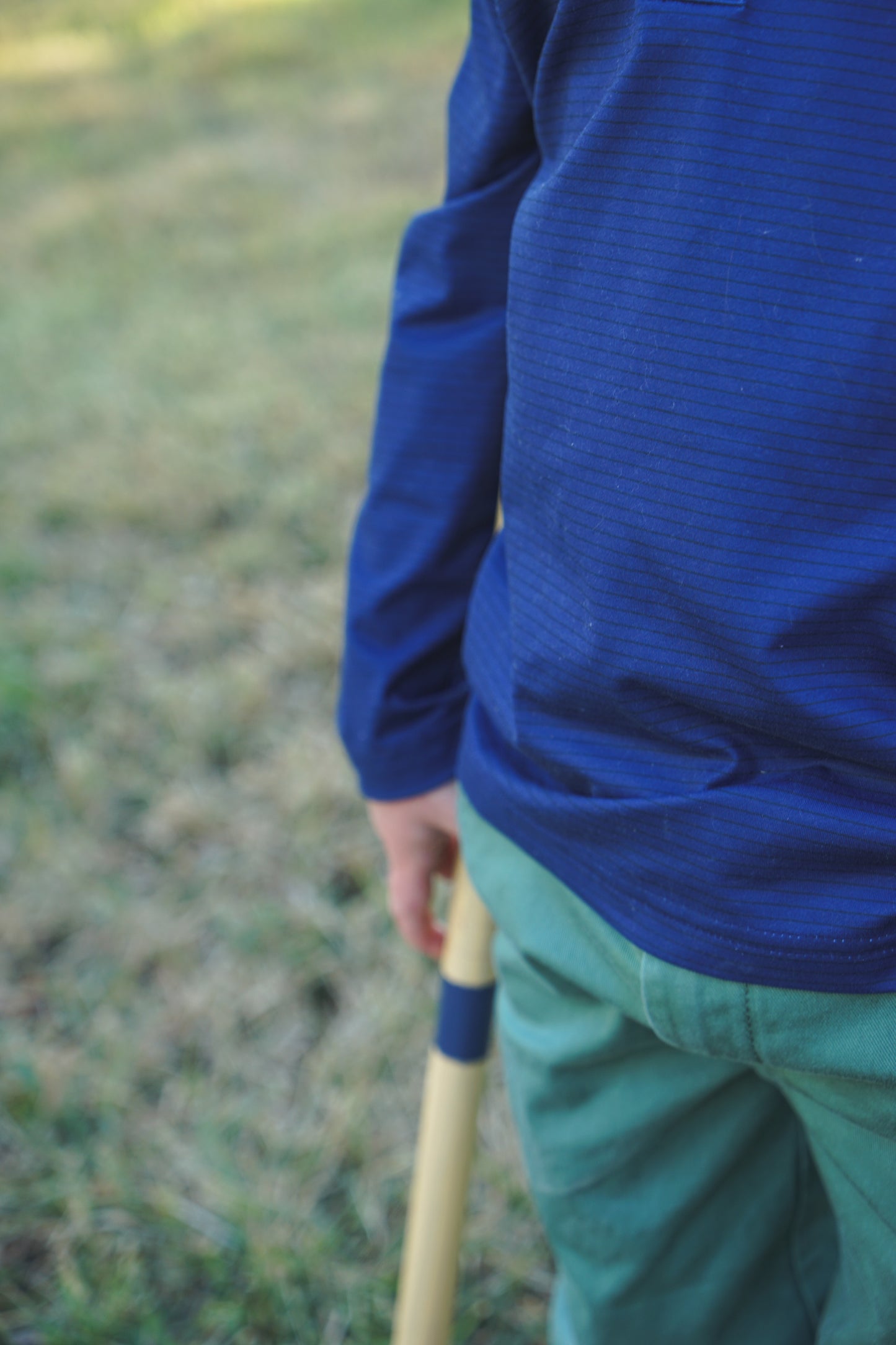 Performance Polo- Long Sleeve Navy Stripe Polo