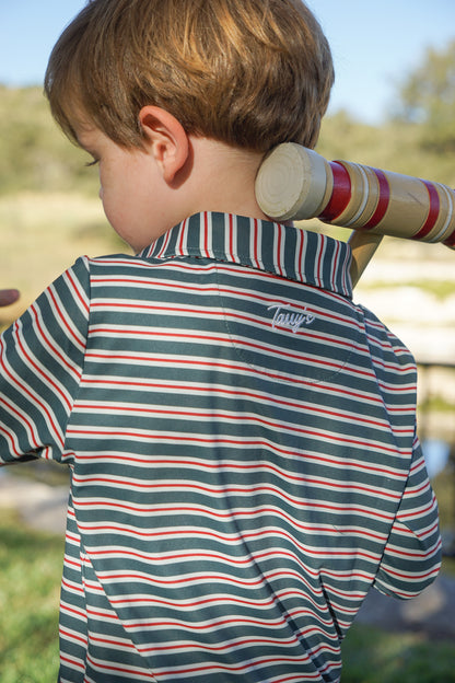 Performance Polo- Christmas Stripe Long Sleeve
