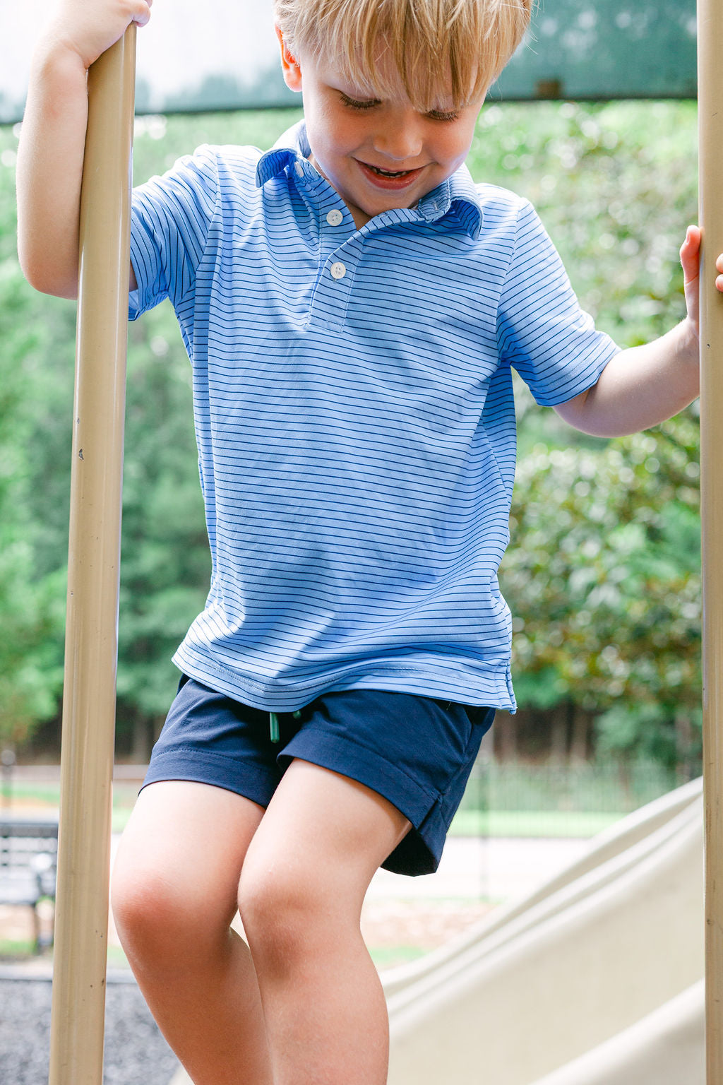 Performance Polo- Blue & Navy