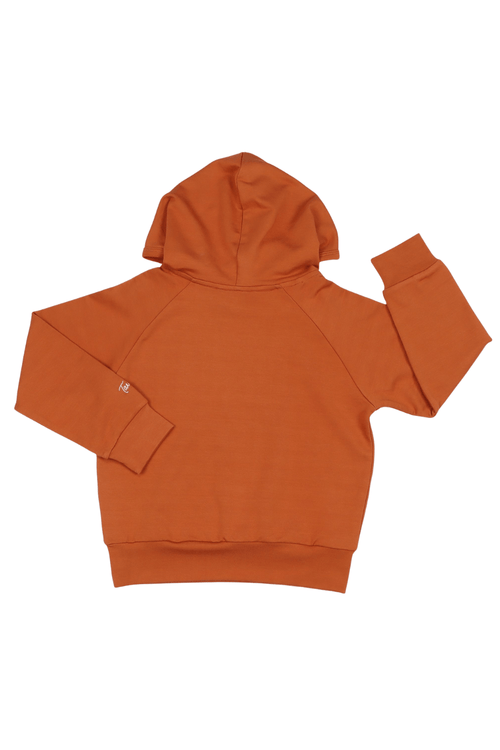 Burnt orange boys hoodie on a white background