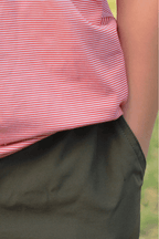 Close up of boys performance jogger in forest green